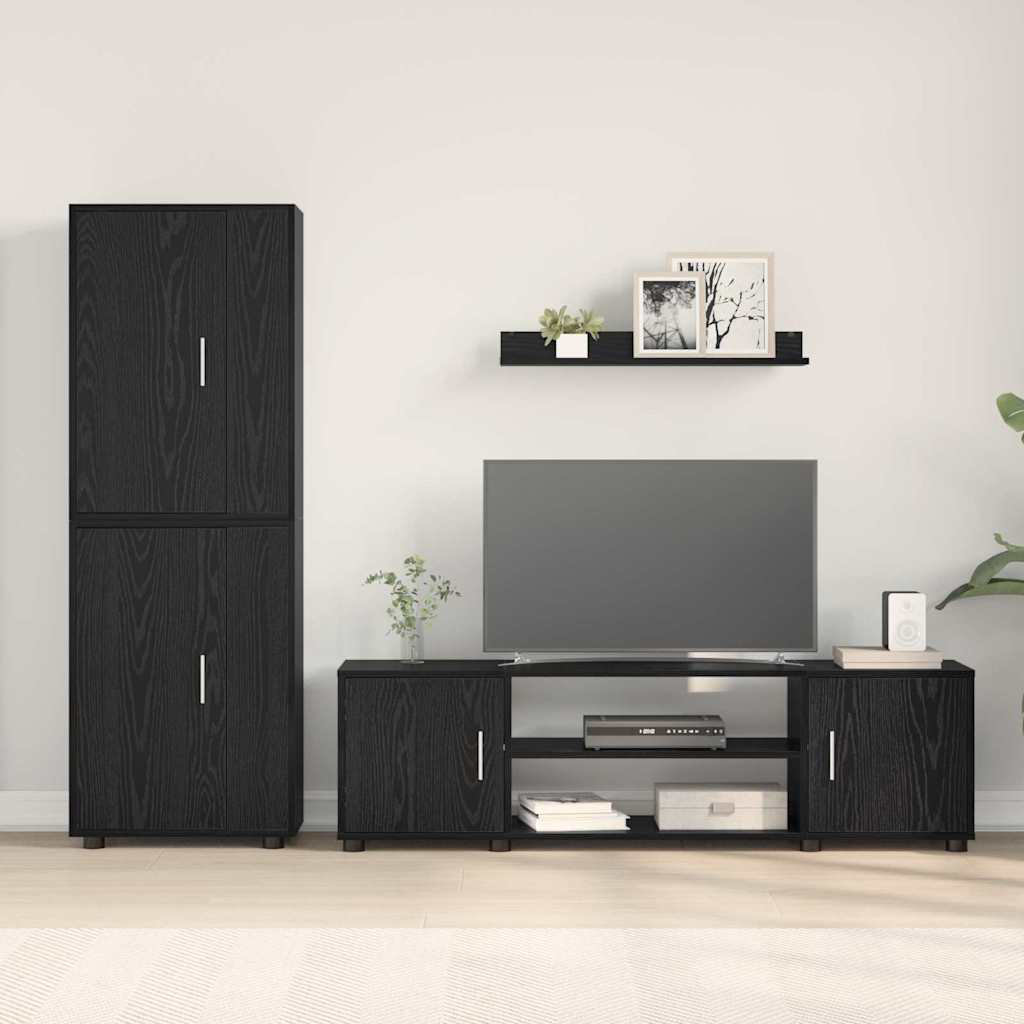 Latitude Run 4 Piece TV Cabinet Set 4 Pcs Engineered Wood Black Oak 88"