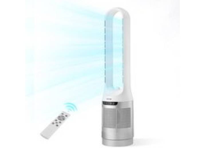 VEVOR Ventilateur Colonne sans Pales, Ventilateur Tour Silencieux Oscillant à 65° pour Chambre, Salon, Bureau, avec Télécommande, 12 Vitesses, 4 Modes, Minuterie 8 h, Vitesse d'Air 4,5 m/s, Blanc