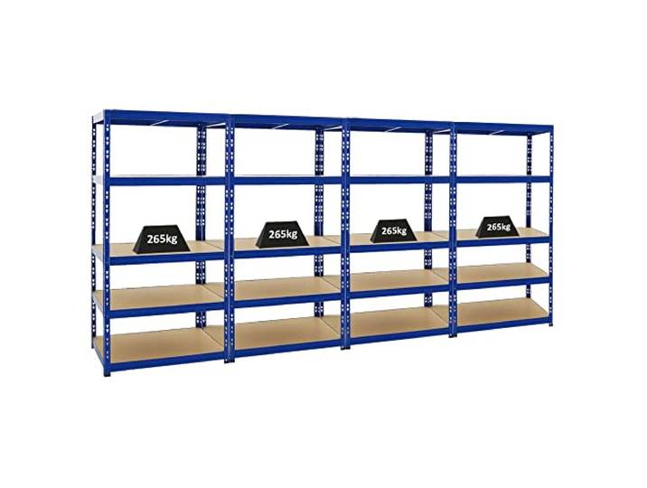 Spar Deal 4er Set Schwerlastregal Tiger Blau HxBxT 180x90x60 cm Fachlast 265kg Kellerregal Lagerregal Metallregal