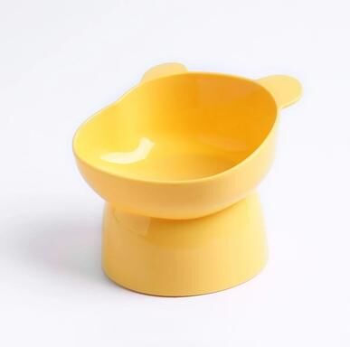 Uplift Essentials Elevated Tilted Cat Bowls With Non Slip Base Anti Vomiting Stress Free Feeding Station yellow