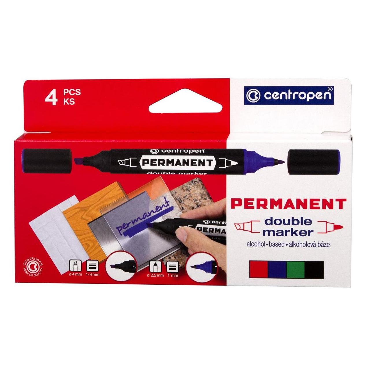 Centropen 1666er-Set mit doppelten Permanentmarkern - 4 Farben (4x) (56517498)