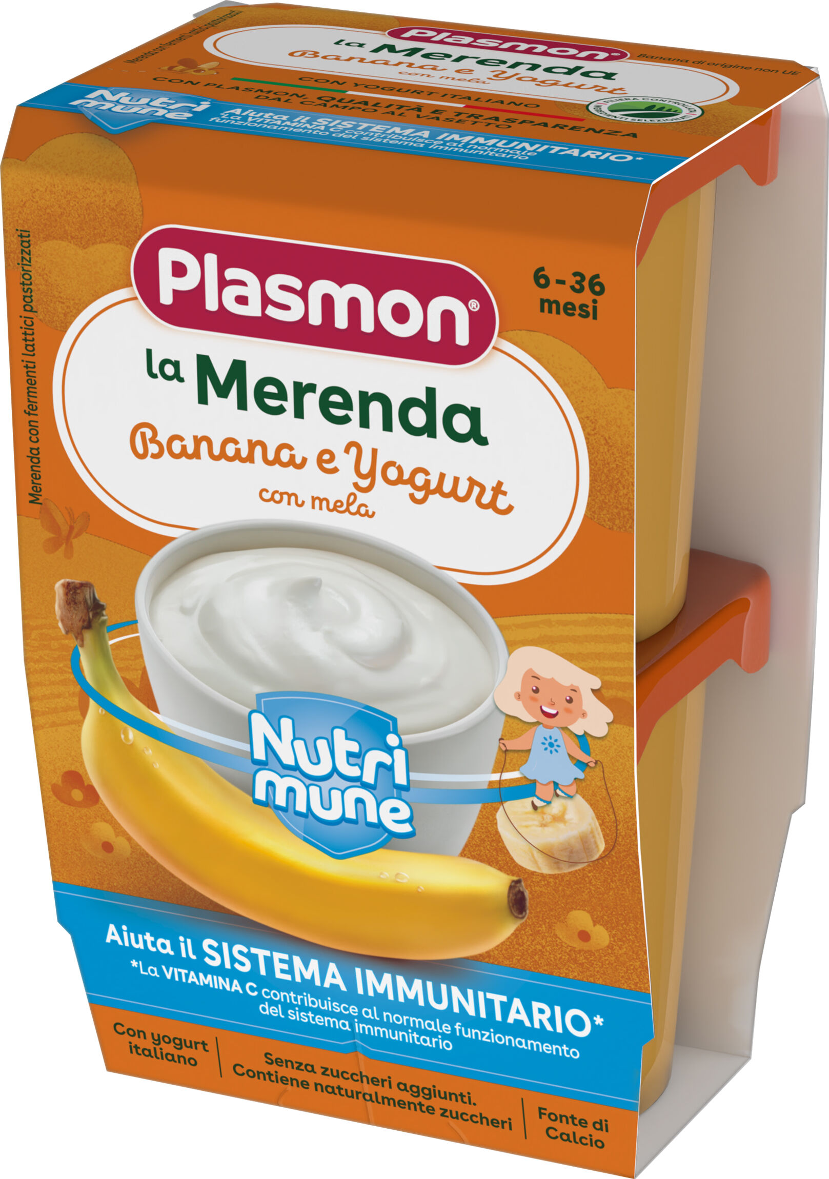 Plasmon La Merenda dei Bambini Banana e Yogurt 2x120 g