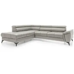 Ecksofa Mocca Leder Grau Hellgrau