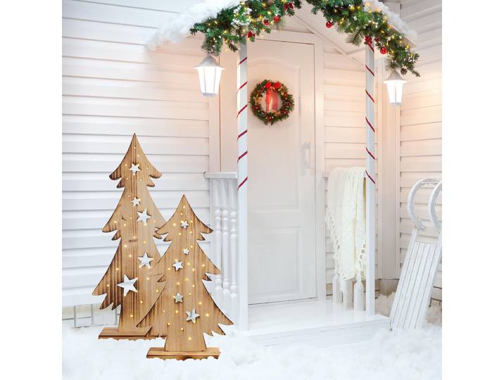 Sapin de Noël en bois LED Enno 35 x 80cm Marron