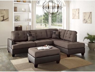Esofastore Faux Leather Upholstered 3pc Sectional Set Tapered Legs