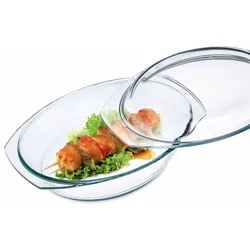 SIMAX Glas Auflaufform mit Deckel oval 2,4 l