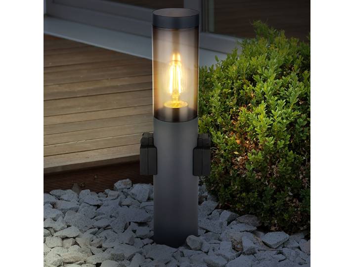 Borne lumineuse avec prise 45cm Gris/Noir/Anthracite