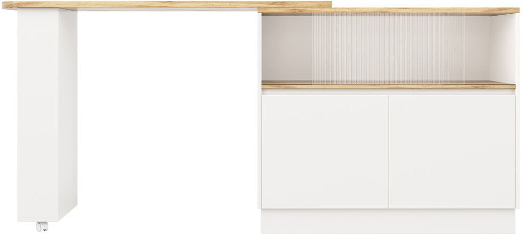 17 Stories 360° Rotation Bar Table With Doors And Shelves White 103cm H X 45cm D X 120cm L
