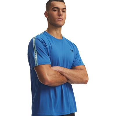 Trainingsshirt UNDER ARMOUR "UA TECH TAPING SS", Herren, Gr. L, blau (aegean blau, opal blau, schwarz), Obermaterial: 100% Polyester, Shirts, schnell trocknendes Polyester, atmungsaktives Material