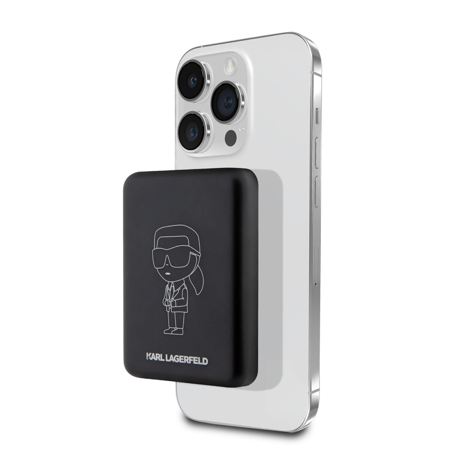 Karl Lagerfeld Ikonik Magsafe Draadloze Powerbank, 3000mAh, 5W - Zwart