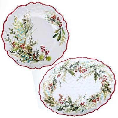 "Certified International Christmas Gatherings Melamine 2 pc Platter Serving Set - 18"" x 13.5"" x 0.25"""