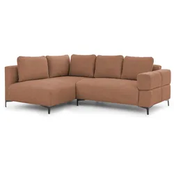 ECKSOFA Cardea in Bubble-Optik aus weichem Terrakotta Strukturstoff mit hohem Sitzkomfort - Ottomane links