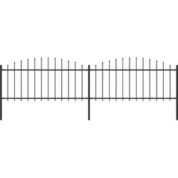 vidaXL Gartenzaun mit Speerspitzen Stahl (0,5 - 0,75) x 3,4 m Schwarz