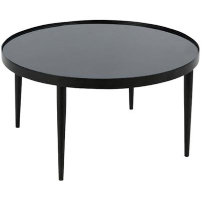 Couchtisch HELA "RON", schwarz (schwarz, schwarz, schwarz), B/H/T: 80cm x 40cm x 80cm, Tische, Couchtisch, Couchtisch rund; Glasplatte Schwarz; Vierfußgestell