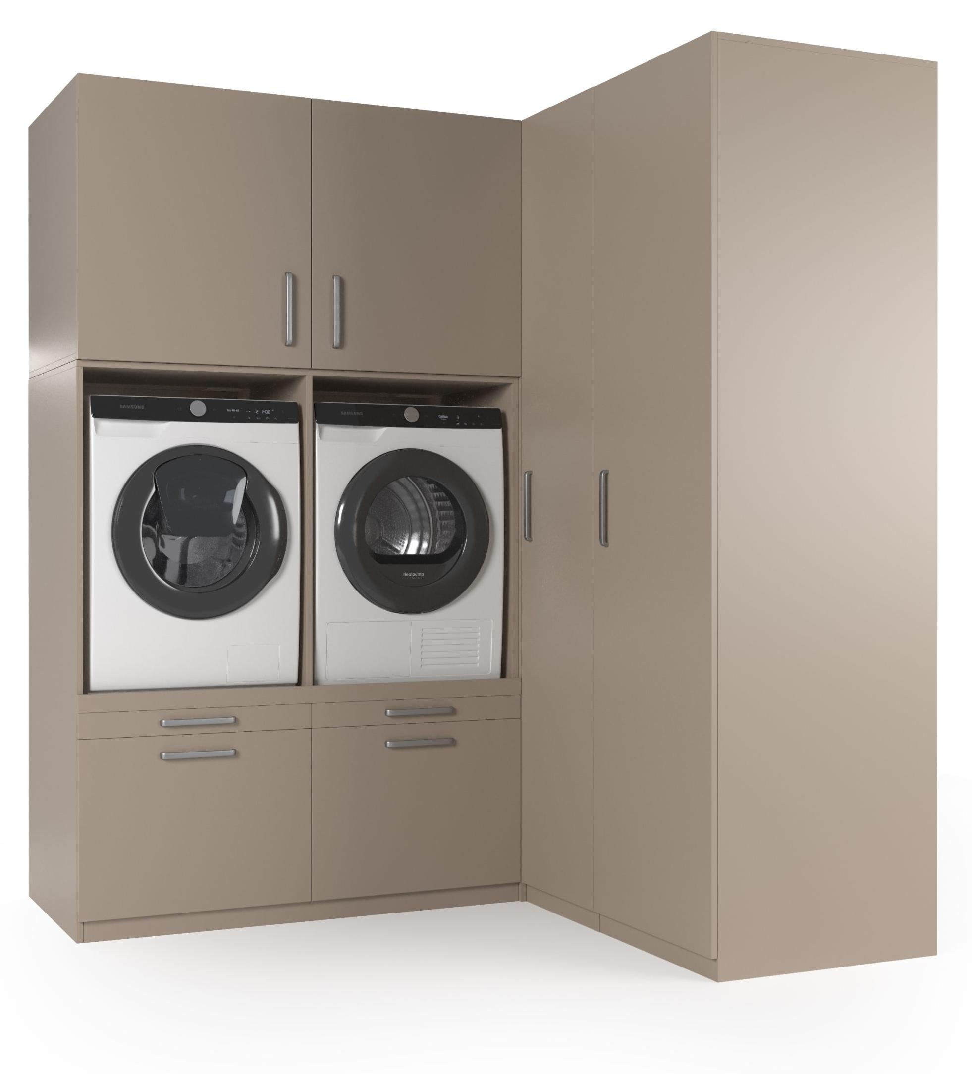 Wasophoogte Waschmaschinen schrank Milan - waschmaschinen untergestell - waschmaschinen podest - 700(T)*2030(B)*2350(H) mm - Taupe