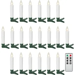 GOOBAY 77754 - LED Weihnachtsbaum Kerzen 20er Set weiß, Fernbedienung, weißwarm