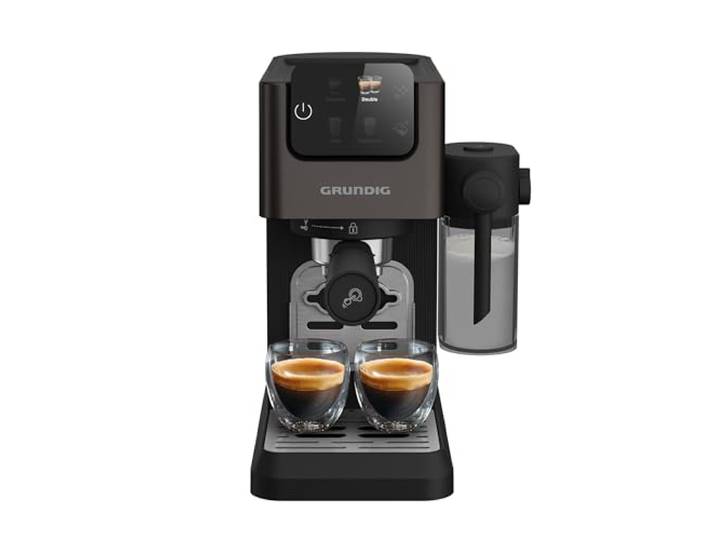 Grundig KSM 6430 Siebträgermaschine Für Espresso, Latte Macchiato & Cappuccino, mit Milchsystem & Zweifachdüse 1628 W, 20 Bar