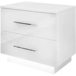 NACHTTISCH LINA mit Chromgriffen, Hochglanz, LED