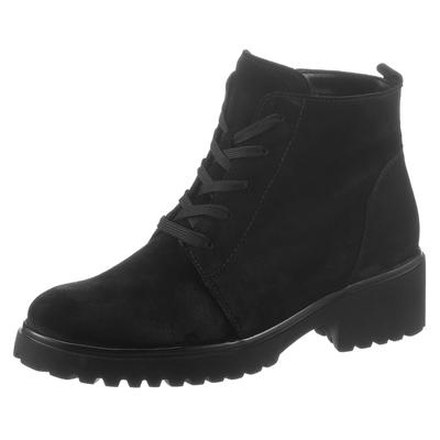 Schnürboots WALDLÄUFER "H-LUISE", Damen, Gr. 5 (38), schwarz, Veloursleder, unifarben, Schuhe Schnürboots, Stiefelette, Blockabsatz, in bequemer Schuhweite G (= weit)