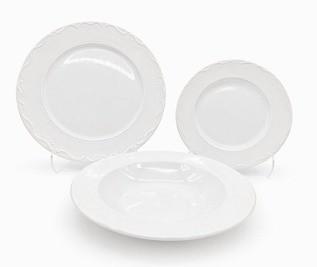 Lily Manor Porcelain China Dinnerware Set Piece - Service for 6 White