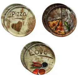 6er Set Pizzateller 31cm Flour 2x Olive + 2x Salami + 2x Lieblingspizza