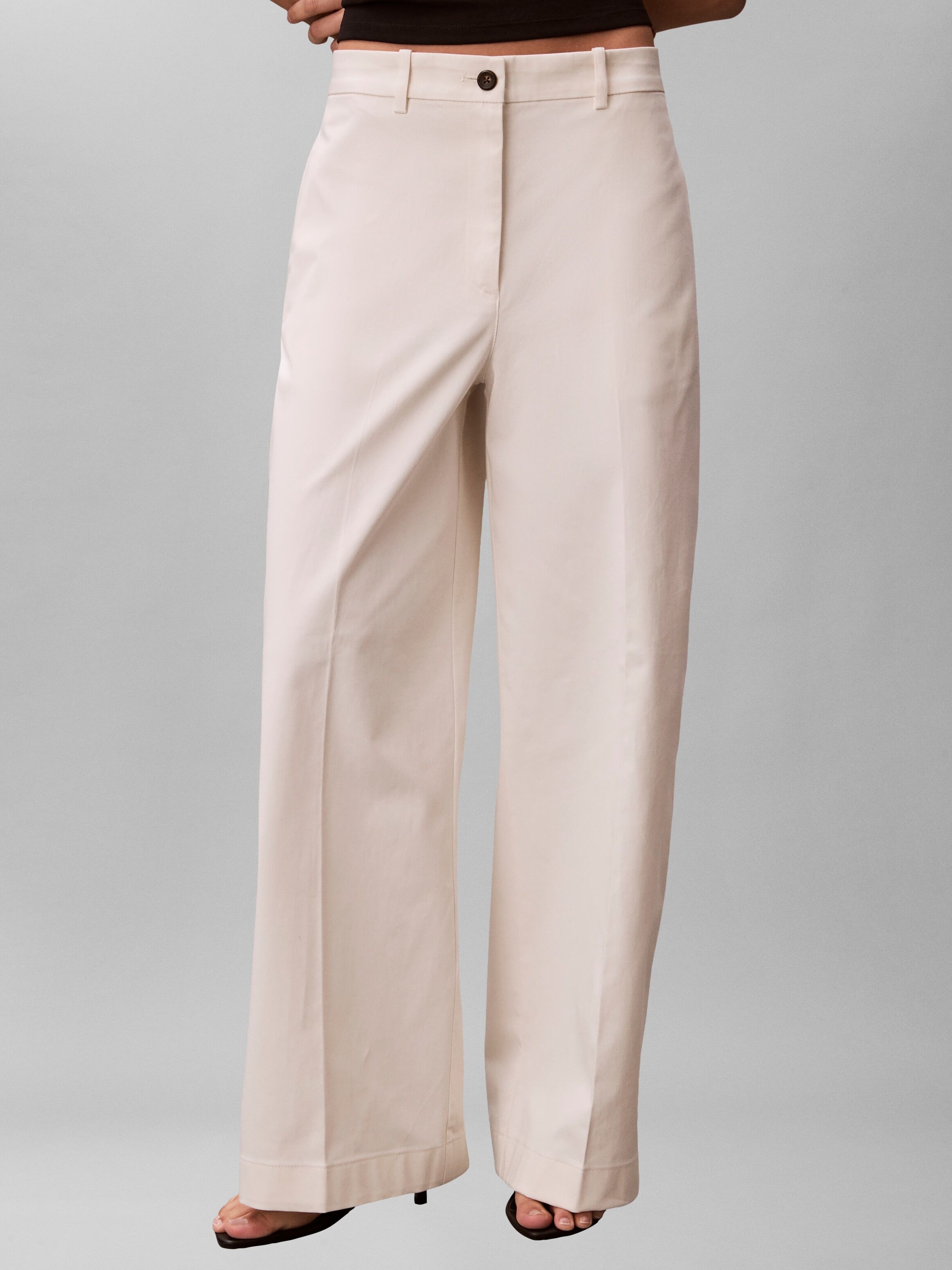 Chinohose CALVIN KLEIN JEANS "BAGGY CHINO FASHION PANT", Damen, Gr. 10 (L), N-Gr, beige (tofu), Web, Obermaterial: 98% Baumwolle, 2% Elasthan, unifarben, loose fit normal, Hosen Chinohose, Regular fit mit praktischen Taschen tofu 10 (L), N-Gr
