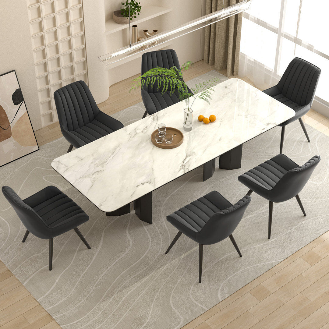 George Oliver Modern Dining Chairs 54.8*46.9*83.2cm Tech Fabric Upholstery with Stylish Design Sofa-Level Cushioning Pet-Friendly Durable Scratch Resistant for Kitc Black 83.21cm H X 54.79cm W X 46.89cm D
