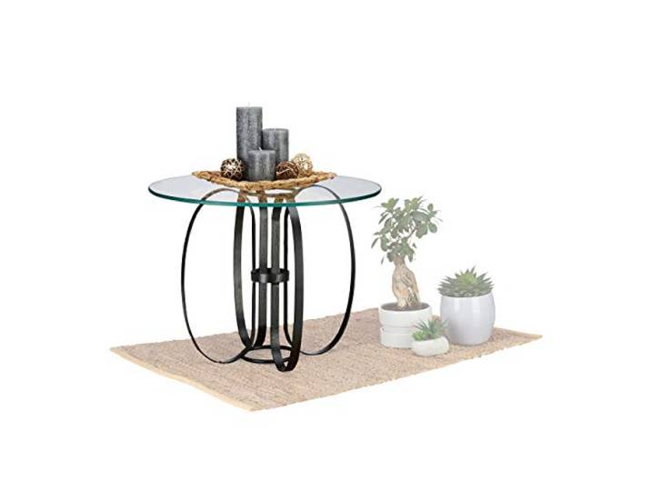 Native Home Glastisch rund, modern, Glas & Metall, als Couchtisch & Beistelltisch, HxD: 45 x 60 cm, transparent-schwarz