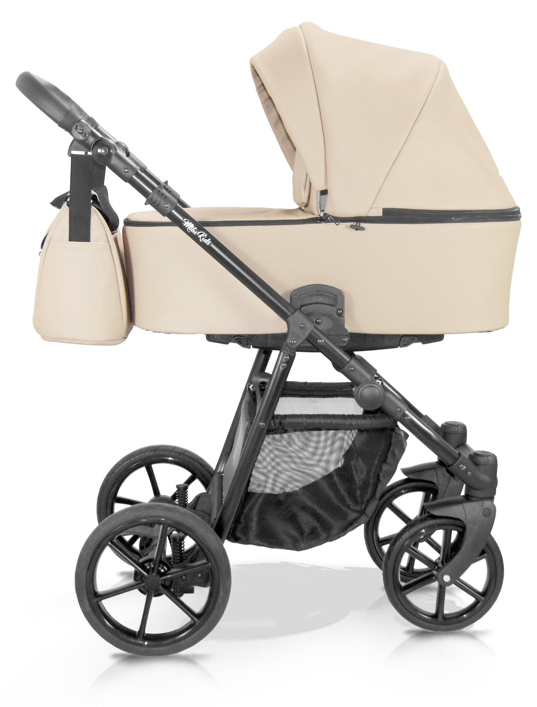 Milukids Risso 3-in-1 Kombikinderwagen Schwarz mit Babyschale (RIS-06)