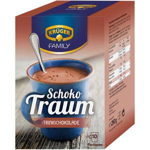 Krüger Kakao Schoko Traum Trinkschokolade, Pulver, 25,5% Kakaogehalt, 10 Portionsbeutel