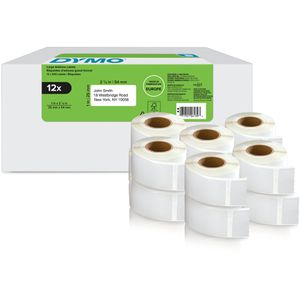 Dymo-Etiketten 2177563, 11352, S0722520, weiß, 25 x 54mm, 500 Rücksende-Etiketten, 12 Rollen