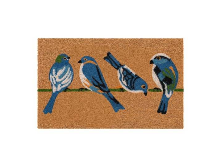 Relaxdays Tapis d'entrée 60×40 cm Coco\, intérieur/extérieur motif hirondelles\, antidérapant