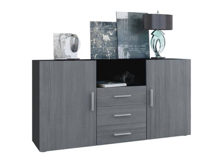 Vladon Buffet Commode Skadu en Noir mat - Avola-Anthracite