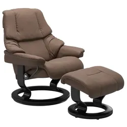 Stressless Sessel mit Hocker Reno Classic Leder Braun Batick Mole L (Large)
