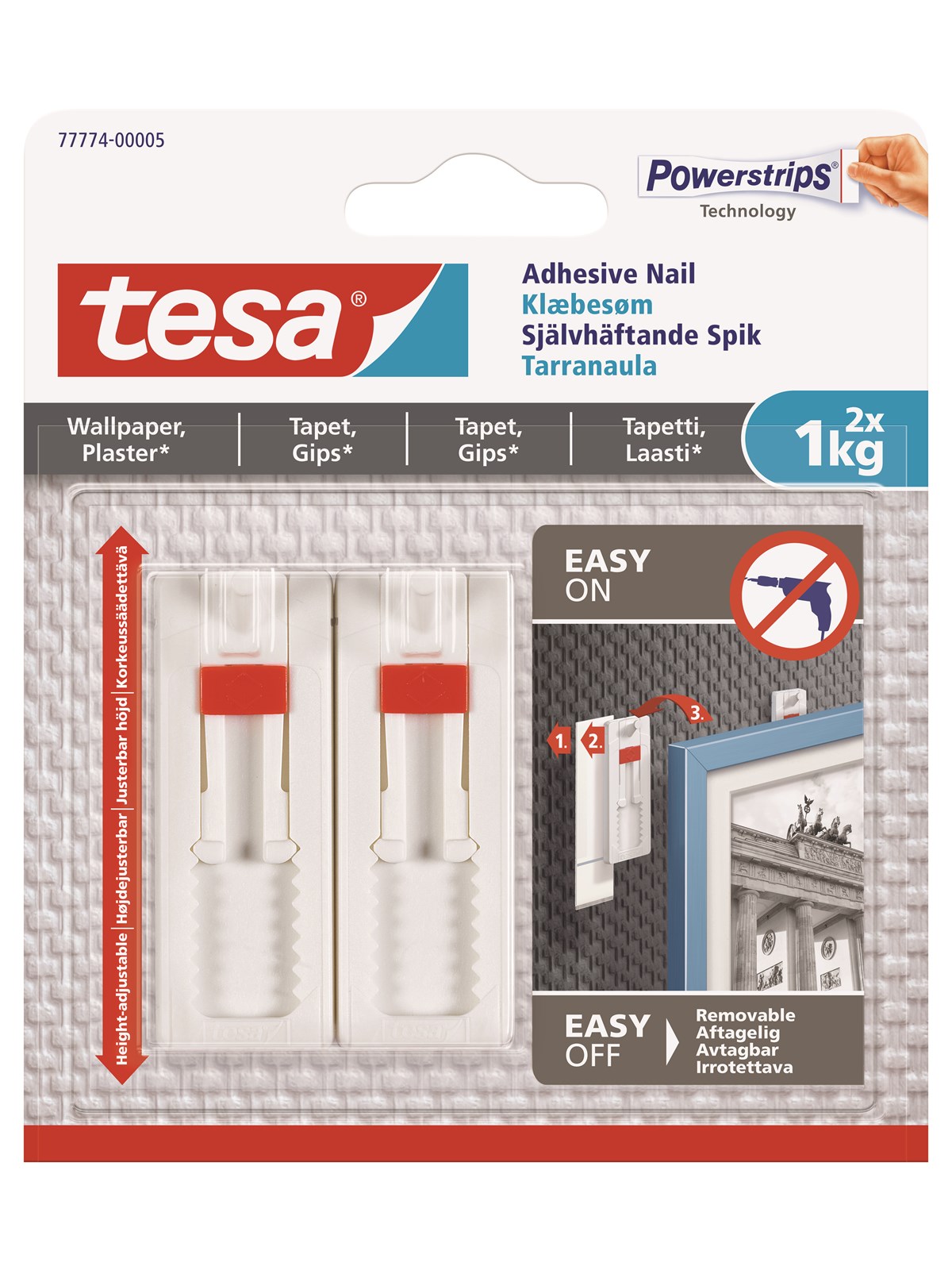 tesa Adhesive Nail Adjustable 1kg Wallpaper