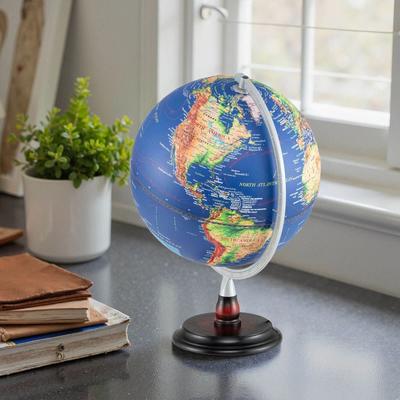 Illuminated World Globe With Raised Relief & LED Lights, Time Zone, Non Slip Base Illuminated World Globe With Raised Relief & LED Lights, Time Zone, Non Slip Base