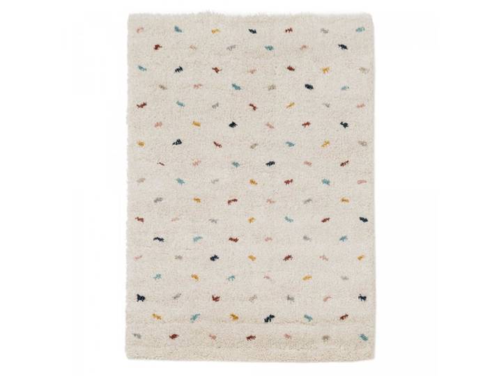 Tapis shaggy 120x170 rose, écru, bleu