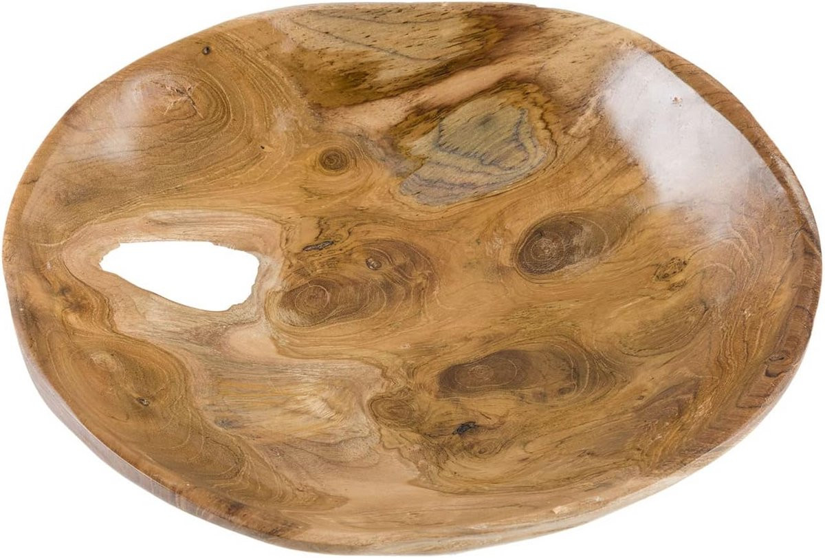 Ronde Teakhouten Schaal 25 cm - Natuurlijke Houten Fruitschaal