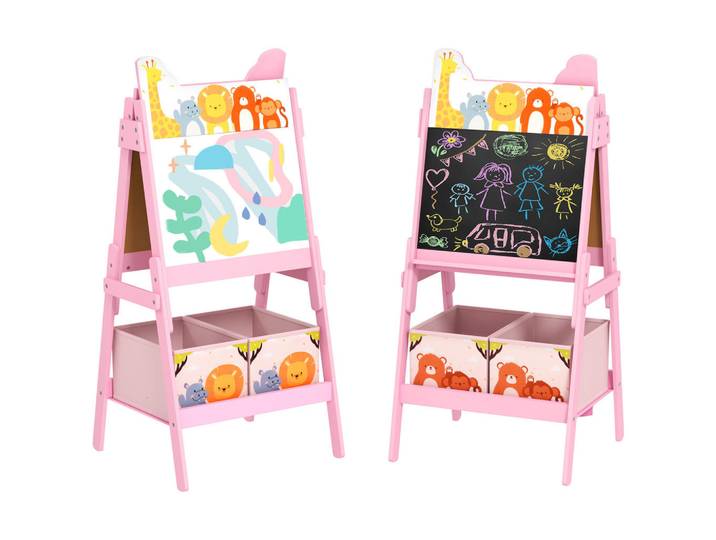 ComfortXL Maltafel De-18196 doppelseitig mit Aufbewahrung Rosa, Pink, 49x113x53.5 cm, Dekoration, Malbedarf & Bastelbedarf