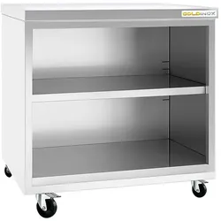 Offener Edelstahl-Unterschrank 800x700 mm auf Rollen PREMIUM - GOLDINOX