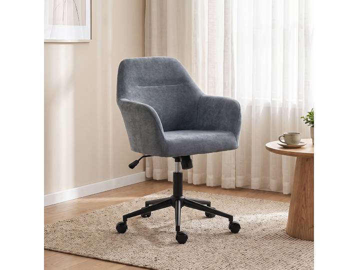 HOMCOM Chaise Bureau Ergonomique Réglable Bascule Bleu Chenille