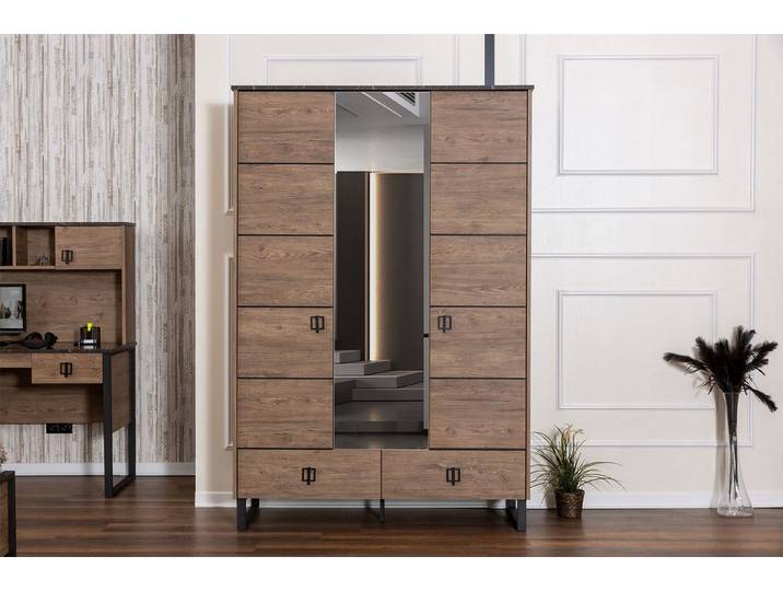 JVmoebel Drehtürenschrank Brauner Designer-Kleiderschrank aus Holz mit Glastüren (1-St., Kleiderschrank) Made in Europa