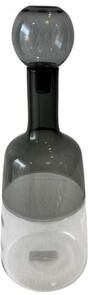 BIDK Home "Decorative Glass Bottle Vase Dia 5.5"" Clear & Gray"