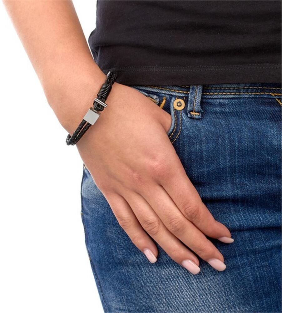 Unique Lederarmband: Schwarz mit Steckverschluss schwarz