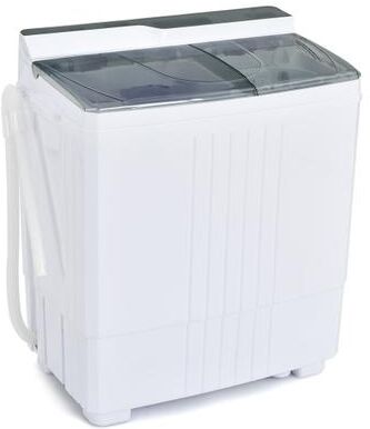 Costway Twin Tub Portable Washing Machine with Timer Control and Drain Pump for Apartment-Gray