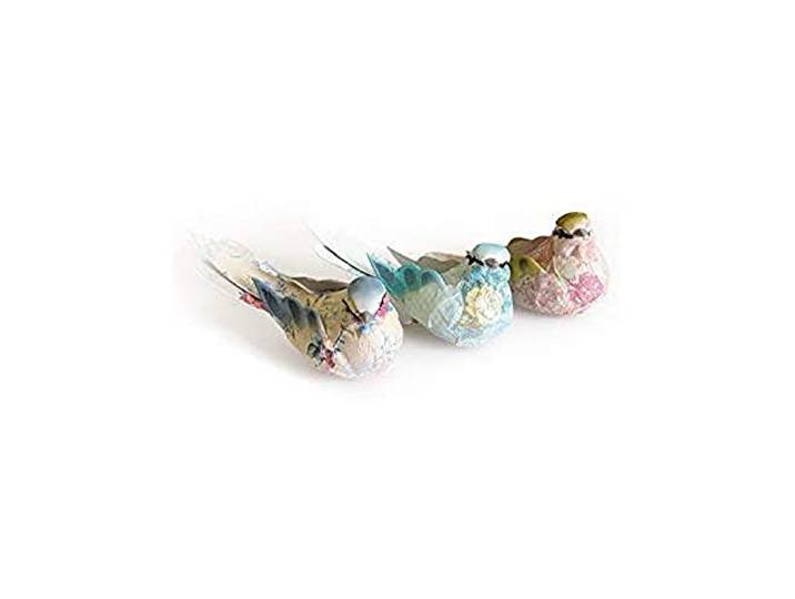 Artemio Set van 3 decoratieve vogels, gemaakt van linnen papier, met clips