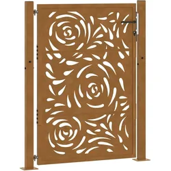 vidaXL Gartentor 105x130 cm Wetterfester Stahl Flammen-Design