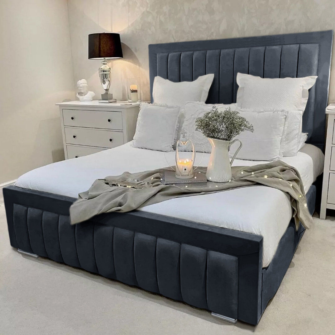 Canora Grey Alondrea Upholstered Panel Bed Steel Double (4'6)