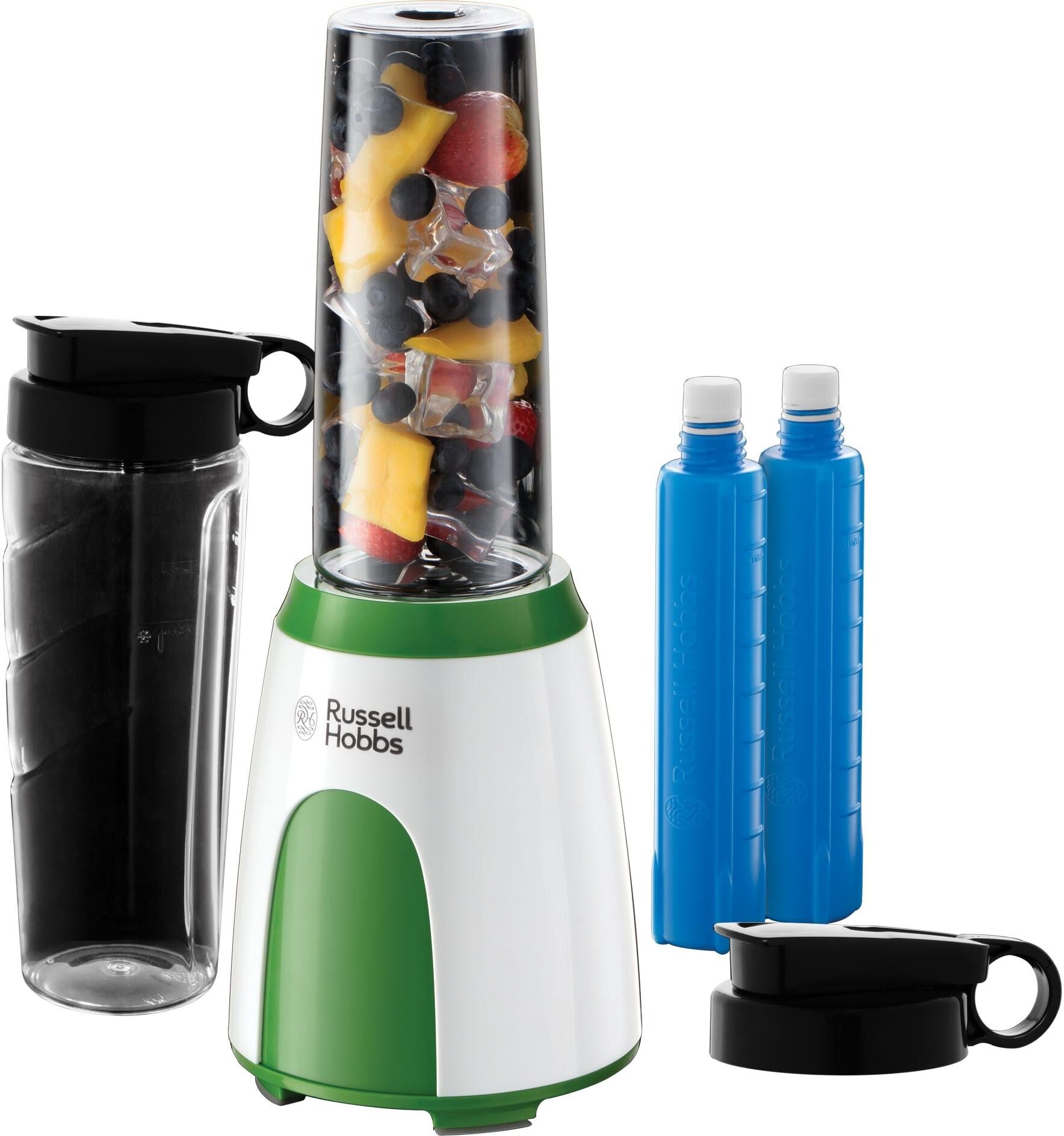 RUSSELL HOBBS Smoothie-Maker "Maker Explore Maker Mix & Go Cool", grün (grün, weiß), Zerkleinerer, Smoothie-Maker grün, weiß Einheitsgröße