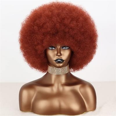 Kurze 70er Afro Perücken für Schwarze Frauen Große Synthetik Schwarze Kurze Afro Perücke 70er 8 Zoll 60er Afro Perücke für Frauen Spritzig und Weich Natürlich Aussehend Halloween Cosplay Party
